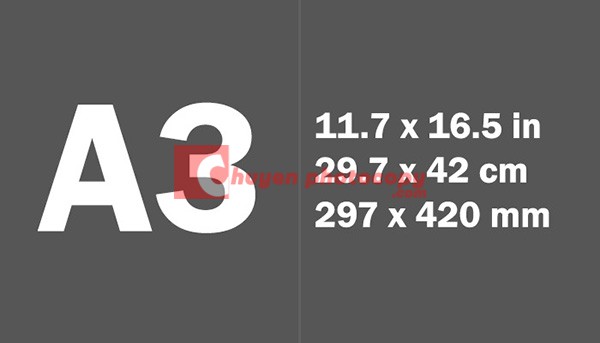 Size giấy A3 theo từng đơn vị đo